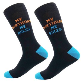 Mens Birthday Gift Socks, KoolHour Crazy Cool Novelty Original Fashion Pattern Tube Long Casual Crew Dress Socks,Black