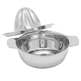 Home Basics Stainless Steel Manual Citrus Juicer with Strainer, 2 Pour Spouts & 8 oz Bowl, Chrome