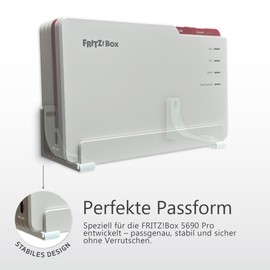 Wall Mount Suitable for AVM FritzBox 5690 Pro Router, Router Holder, Wall Mount, DSL Fritzbox Accessories, Wall Mount, Includes Mounting Material, WLAN Modem Bracket Wall Mounting System