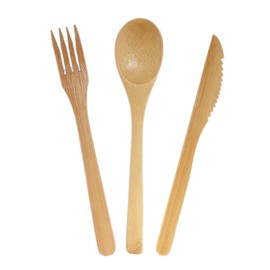 BambooMN Organic Reusable Bamboo Cutlery Utensils Set - Bamboo Fork, Spoon, and Knife Flatware - 2 Sets
