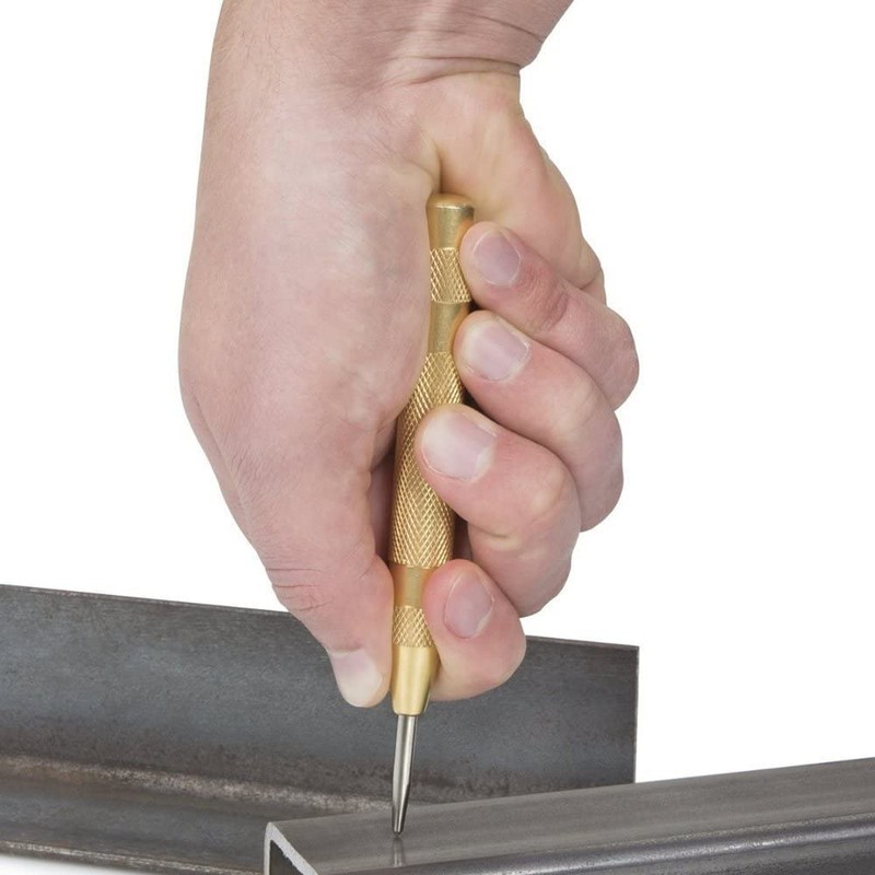 CENPEK 4Pcs Spring-Loaded Automatic Center Punch Tool, 5inch Brass Crushing