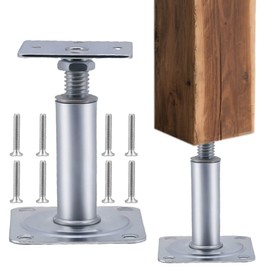 Post Support Height Adjustable, Pack of 2 Post Shoes, 100-130 mm Height, Galvanised Steel, Screw-on, Support Foot, Floor Foot, Concrete Base, Adjustable for Fences, Shelters, Carports, Pergolas