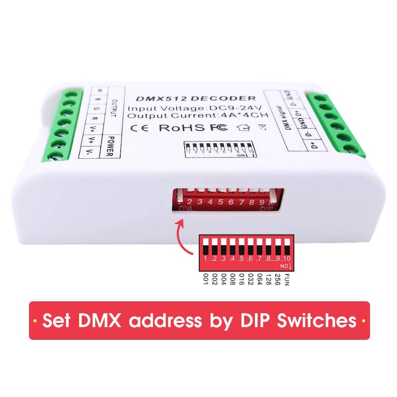 RGBW 4 Channel DMX Decoder, Mini16A RGB RGBW LED Strip
