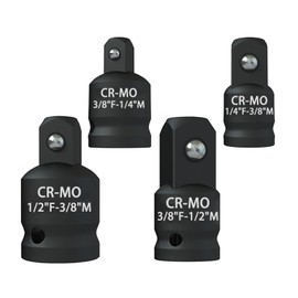 Adapter Set - 4 Socket Spanner Adapters 1/4", 3/8", 1/2" - Square Adapter for Ratchet, Torque Wrench, Impact Wrench - Cr-Mo Steel Tool for Workshop & DIY