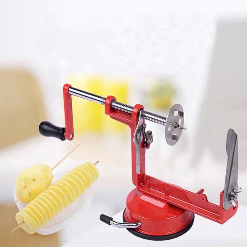 Spiral Potato Cutter Hand Crank Stainless Steel Alloy Rubber Food