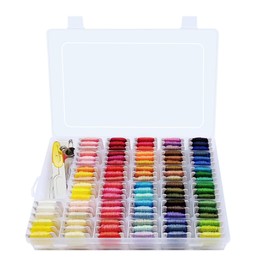 Peirich Embroidery Thread Cross Stitch Threads, 110 Colours Embroidery Threads with Organiser Storage Box Embroidery Thread Bracelet String Embroidery Set 43 Pieces Cross Stitch Tools