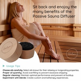 Lava Stone Diffuser for Sauna, Office, Bedroom, Bathroom - Natural Beechwood Base, Passive Diffusion, Lava Rock Absorbs Essential Oils - Natural Aromatherapy