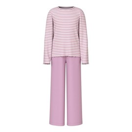 NAME IT Girls' Nkfnightset Stripe Loose Rib Noos Sleepwear Set, Pink Lavender/Stripes:y/D