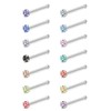 ZeSen Jewelry 6-14 Pieces 20g Tiny Nose Studs L-Shape CZ