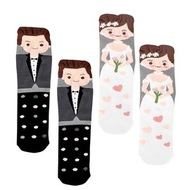 AOEVUIR 2 Pairs of Wedding Socks Wedding Gifts for Bride and Groom Funny Wedding Gifts Ideas for Both, multicoloured, S