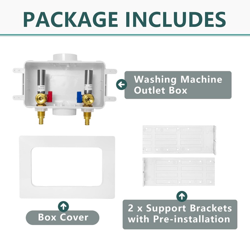 Washing Machine Outlet Box, Niikappu 1/2 Inch Pex Crimp Inlet