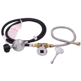 METER STAR Propane Fire Pit/Fireplace Parts Propane Gas Control Valve System Regulator Valve with Hose and Key Kit,Max 90,000 BTU