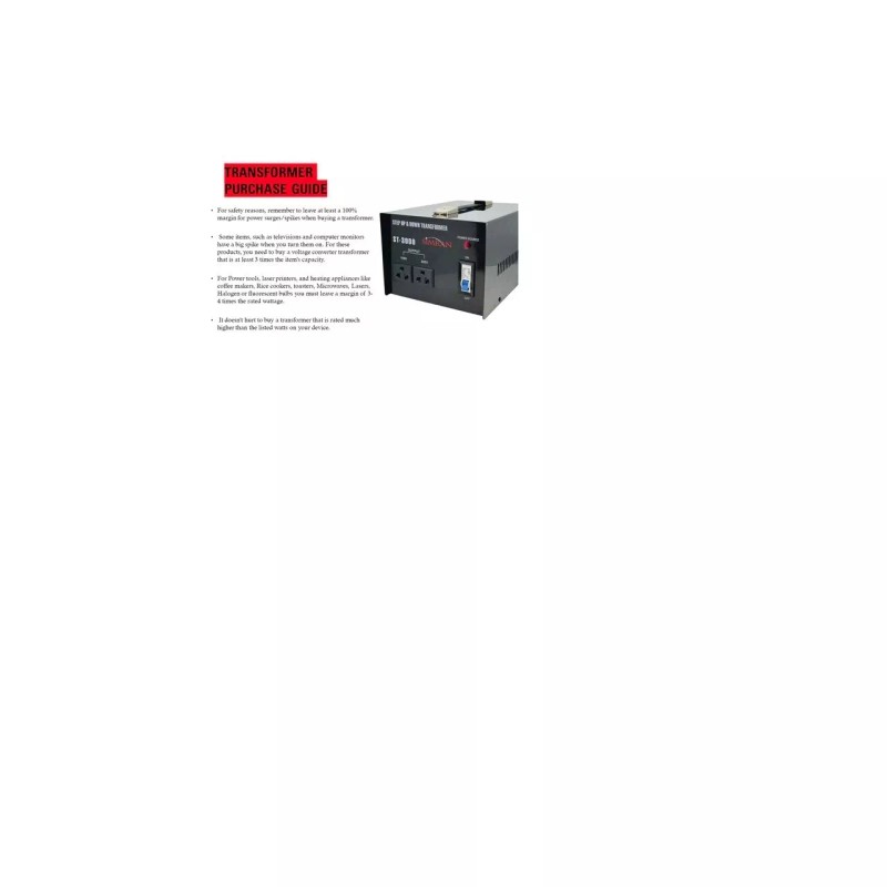 Simran ST-3000 Watt Voltage Converter Transformer - Heavy Duty Step