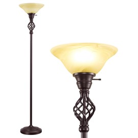 Victorian Floor Lamp, Standing Lamp with Glass Bowl Shade, Torchiere Floor Lamp with Metal Body & Heavy Base, 72-Inch Floor Lamp Decor for Living Room Bedroom Den Office (Bulb Included)