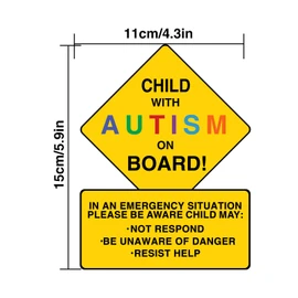 2 Pack Child with Autism On Board Magnets, Autism Awareness Car Decal for Car Truck SUV Van Window Bumper Reusable and Strong Magnetic Signs with 30mil Thickness