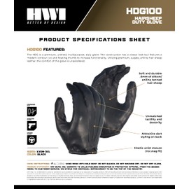 HWI Gear HDG100 Hairsheep Classic Premium Leather, Driving or Riding Multipurpose, Unlined Glove Comfort, Soft, Durable Black, XXS