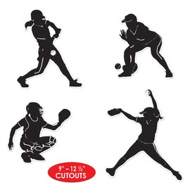 Beistle 12 Piece Fastpitch Softball Silhouette Cut Outs Sports Theme Birthday Party Decorations Supplies