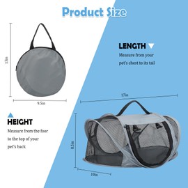 Portable Cat Carrier for Travel, Soft-Sided Foldable Small Pet Carrier, Comfort Cat Bag for Car, Hamster Carrier for Rabbit Small Dog Guinea Pig Squirrel, Breathable & Perspective Design