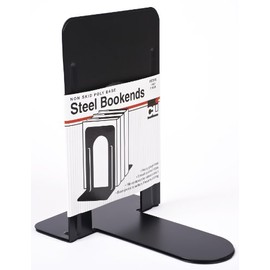 Charles Leonard Bookends, Non-Skid, 9", Steel, 2/PR, Black