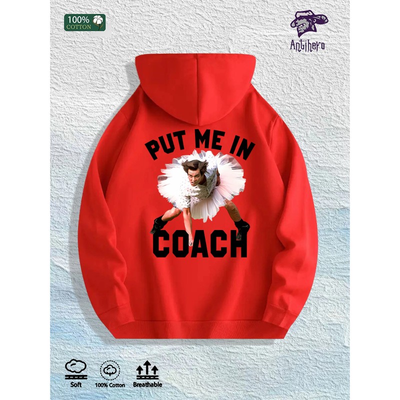 Put Me in Coach Graphic Hoodie 100% Cotton US Warehouse