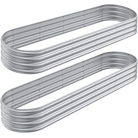 Mostmahes 2 PCS 10x2x1/8x4x1/6x6x1ft Outdoor Galvanized Raised Garden Bed for Flowers, 9 in 1 Adjustable Raised Planter Box, Backyard Metal Raised Garden Bed for Plant