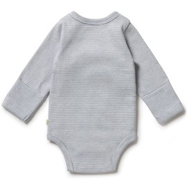 Wilson & Frenchy Organic Stripe Rib Wrap Bodysuit - Rain Drop, 0000 (Newborn)
