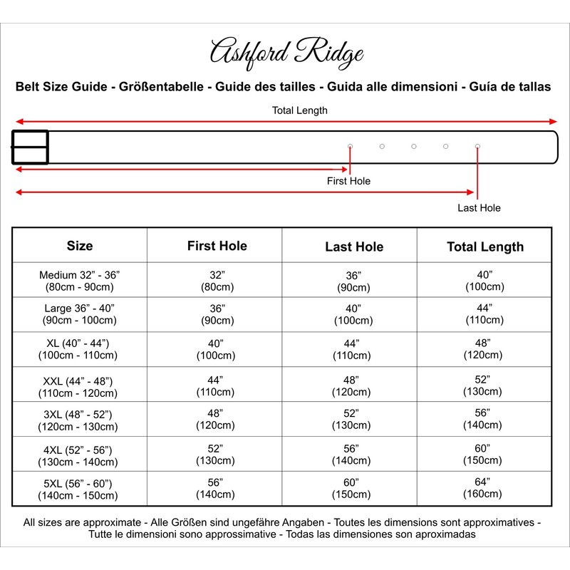 Ashford Ridge 40mm Full Grain Leather Belt with Press Studs,