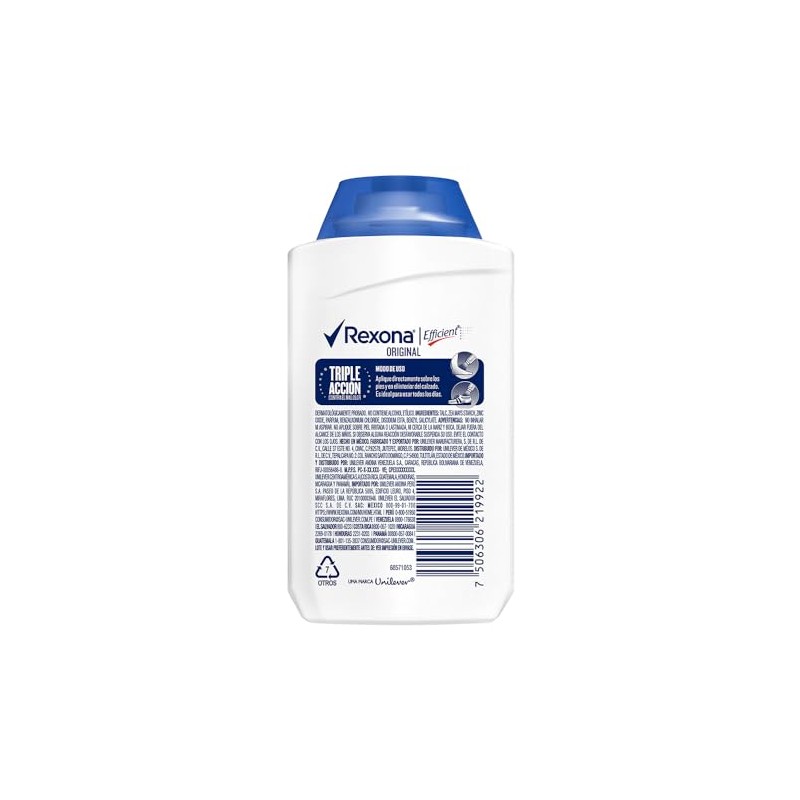 Rexona Efficient Desodorante Original para Pies en Talco Combate el