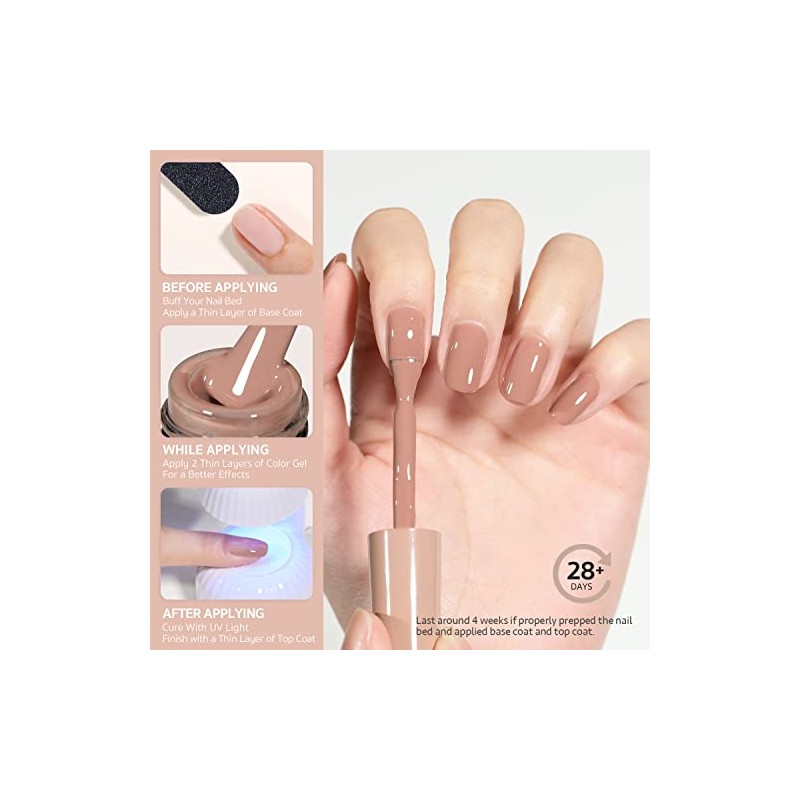 GAOY- Esmalte de uñas en gel marrón nude, 16 ml,