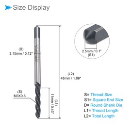 CoCud M3X0.5 Spiral Flute Tap Size Nitride Coated HSS Cutting Tool - (Applications: for Machining Holes and Sticky Materials) - Pack of 2