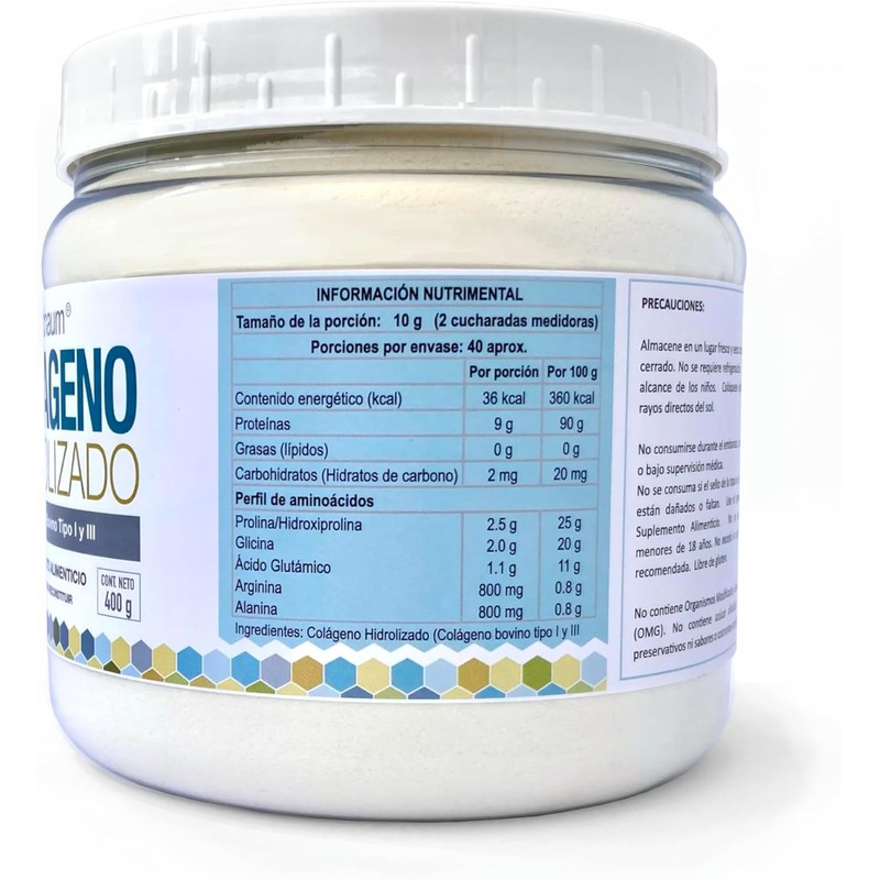 Colágeno Hidrolizado en Polvo 100% Puro, 2 Pack 400 gr.