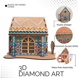 3D Diamond Painting Kit - Mandala Cabin Tapestry DIY Craft Set, Premium Full Drill Diamond Art Kit for Home Decor