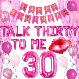 LaVenty Hot Pink Talk 30 to Me Balloons Talk 30 to Me Birthday Decoration Talk Thirty To Me Backdrop Talk Thirty To Me Banner 30th Birthday Decoration for Her Dirty 30 Birthday Decoration