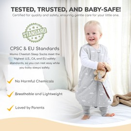 Mama Cheetah Toddler Sleep Sack with Feet 4T-5T, 1.0 TOG Organic Cotton Baby Wearable Blankets with Legs, Baby Sleeping Bag for Walkers, Early Walker X-Large