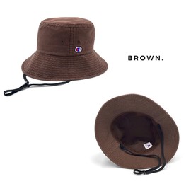Champion Women's Bucket Hat with Drawstring, Deep, Long Brim, Men's, Chin Strap, Cord, Bucket, Stylish, Brand, Plain, UV Protection, Sunshade, Sunshade, Small Face Effect, Washable, Outdoor, Golf (Brown)