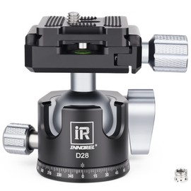 INNOREL Small Head Compact Camera Head 10kg Load Capacity Aluminum Alloy Arca-Swiss Compatible Free Head 1/4”3/8” Mount Size Ball Head with Storage Bag D28