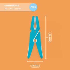 LaundrySpecialist Soft Grip Clothes Pegs - Multicoloured - Pack of 60 - Extra Long & Stable - Plastic Clothes Pegs - Colourful Pegs - Made in the EU