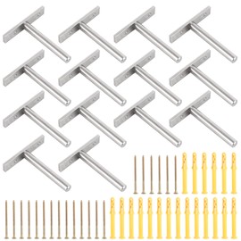 AKOLAFE 14PCS Floating Shelf Bracket 3 inch Heavy Duty Shelf Brackets 75mm Invisible Wall Shelf Brackets with Screws, Shelf Support for Concealed Wood Shelves, Silver
