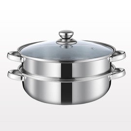 Steamer Pot for Cooking 5.0-Quart Steam Pot with Lid 2-tier Multipurpose Stainless Steel Steaming Cookware with Handle for Vegetable, Soups, Stews and Pasta
