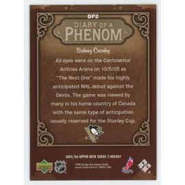 2005-06 Upper Deck Hockey Diary of a Phenom #DP2 Sidney Crosby Rookie Card RC Hockey Card Pittsburgh