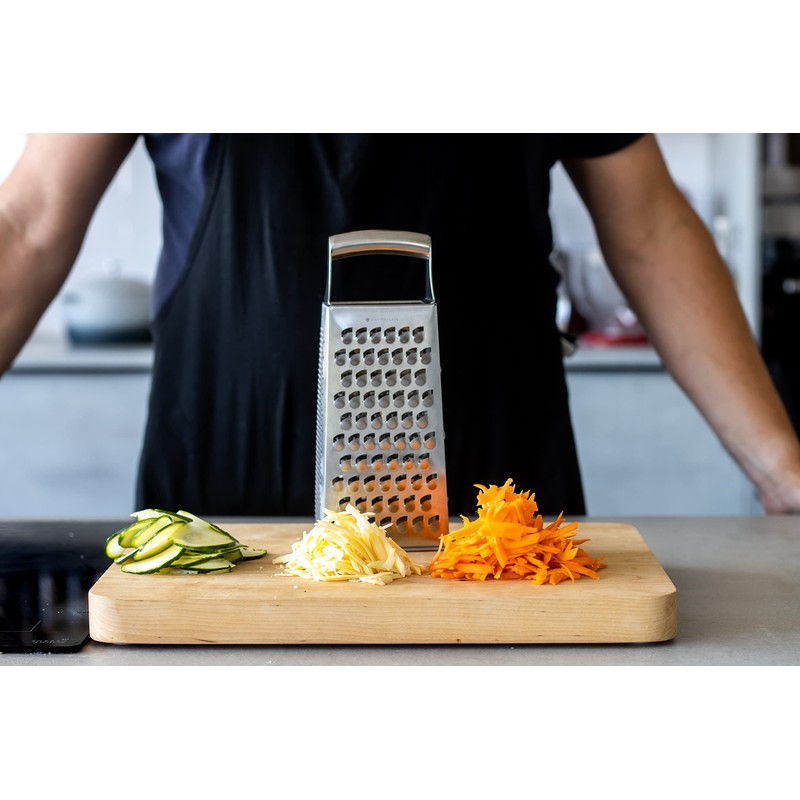 MasterClass Acid-Etched Stainless Steel Box Grater with Handle, 24 cm
