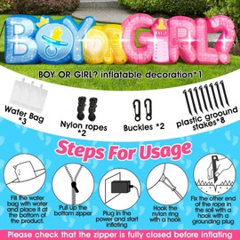 11FT Length Baby Gender Reveal Inflatable Decorations Boy or Girl Yard Signs with 7 LED Lights Pink Baby Shower Centerpieces Birthday Party Supplies