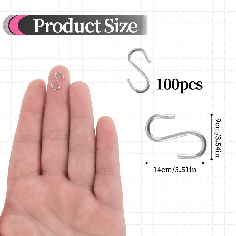 100 Pcs Mini S Hooks for Hanging Small S Hook