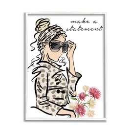 Stupell Industries Make A Statement Expression Fashionista Spring Florals, Designed by Elizabeth Medley White Framed Wall Art, 24 x 30, Tan