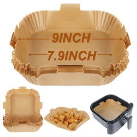 BYKITCHEN BYKITCHEN Air Fryer Liners Square, 7.9 Inch Large Air Fryer Disposable Liners, Greaseproof Parchment Paper for Air Fryer, Compatible with COSORI, Ninja, Tower Cosori (Unbleached, 50PCS