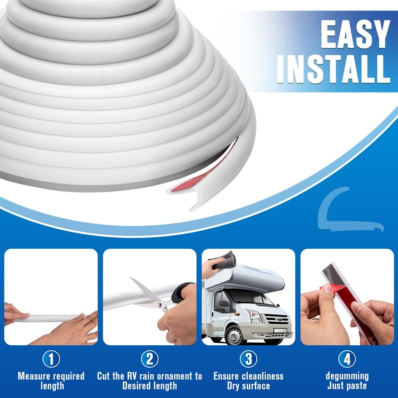 MAHOOMMAKH 40 FT RV Rain Gutter Plastic Drip Rail, 1/2