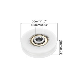 PATIKIL Nylon U Groove Pulley Wheel 6x38x8.5mm, 4 Pack Bearing Guide Track Sliding Conveyor Roller for Door Window Drawer Hardware Driving Mechanical, White
