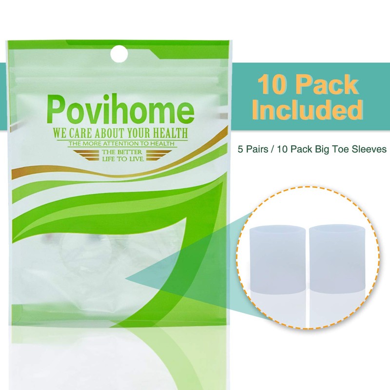 Povihome 10 Pack Big Toe Sleeves, Gel Toe Protectors, Gel
