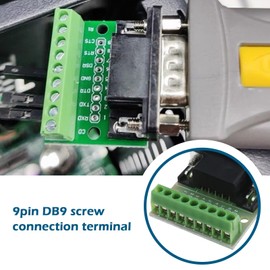 eMagTech 2 x DB9 Breakout Board 9 Pin 2 Row Male RS232 Serial Port Terminal Block Adapter Solderless Module for Automatic Control Devices