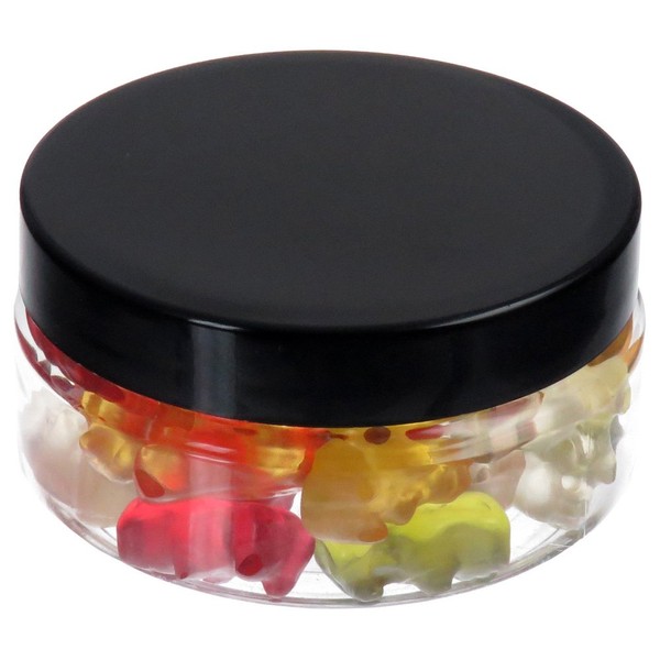 100ml PET Jar Transparent Flat with Plastic Lid – Black (Pack of 20)
